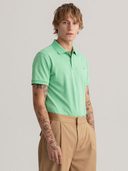 GANT - Men Green Solid Regular Fit Polo T-Shirt