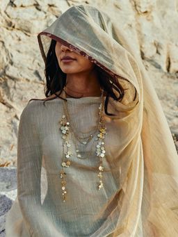 Dhwani Bansal - Statement Layered Necklace In 22K Gold Plated Brass Chains With Freshwater Pearls