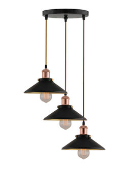 Homesake - Round Black Cone Shade Chandelier Light Rose Gold