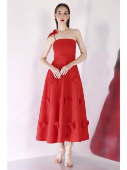 Ozeqo - Womens Red One Shoulder Drerss