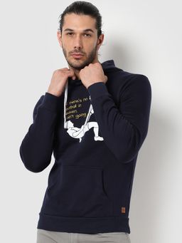 Campus Sutra - Graphic Print Hoodie Kangaroo Pocket
