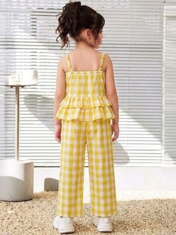 Purple United Kids - Yellow Checks Regular Fit Co-ord Set