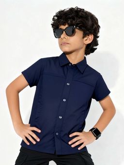 Purple United Kids - Boys Navy Blue Poplin Shirt