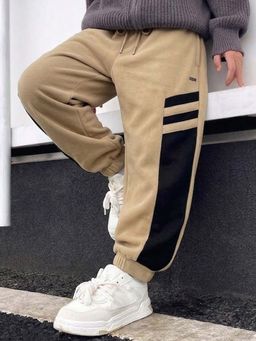 Purple United Kids - Beige Terry Colorblock Joggers