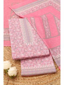 Soch - Women Pink Cotton Floral Printed Dress Material