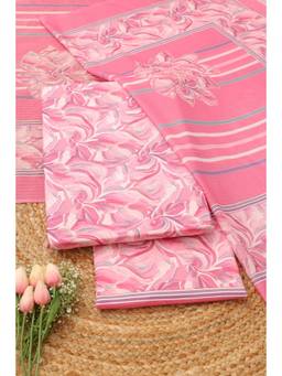 Soch - Women Pink Cotton Botanical Printed Dress Material