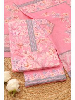 Soch - Women Pink Cotton Floral Printed Dress Material