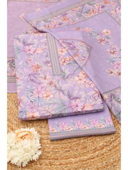 Soch - Women Lavender Cotton Floral Printed Dress Material