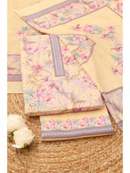 Soch - Women Yellow Cotton Floral Printed Dress Material