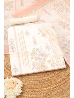 Soch - Women Off White Cotton Floral Printed Dress Material