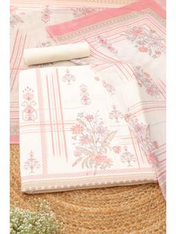Soch - Women Off White Cotton Floral Printed Dress Material
