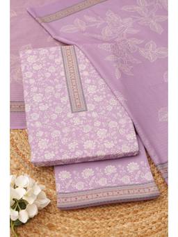 Soch - Women Lavender Cotton Floral Printed Dress Material