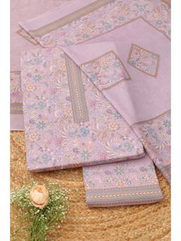 Soch - Women Lavender Cotton Floral Printed Dress Material
