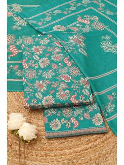 Soch - Women Green Cotton Floral Printed Dress Material