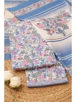 Soch - Women Blue Cotton Floral Printed Dress Material