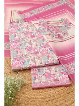Soch - Women Onion Pink Cotton Floral Printed Dress Material