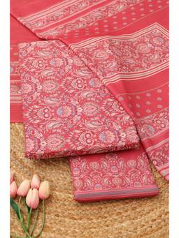 Soch - Women Rust Cotton Paisley Printed Dress Material