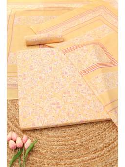 Soch - Women Yellow Cotton Floral Printed Dress Material
