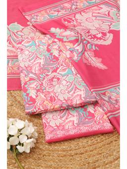 Soch - Women Fuchsia Cotton Floral Printed Dress Material
