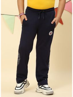 Monte Carlo - Navy Blue Cotton Blend Typography Trackpant