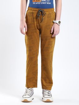 Monte Carlo - Brown Cotton Blend Printed Trackpant