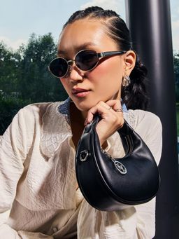 Kazo - Black Starlit Mini Sling Bag with Detachable Strap (S)