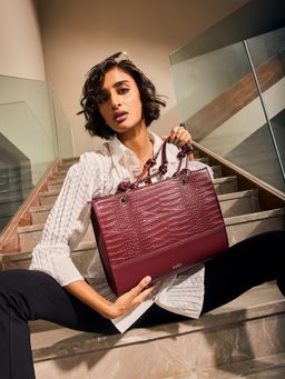 Kazo - Burgundy Valencia Tote Bag (L)