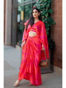 SEW - Red Ruby Floral Printed Crop Top with Skirt (Set of 2)