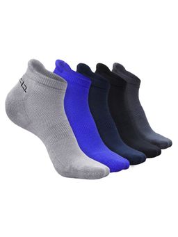 Heelium - Bamboo Ankle Socks-FreeSize UK7-11,5 Pairs,LGrey,RBlue,NBlue,Black,DGrey (Pack of 5)