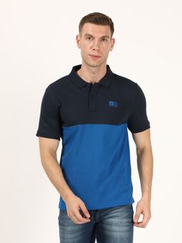 Wrangler - Men Blue Colo Block Polo T-Shirt