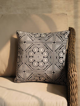 Pure Home + Living - Black Embroidered Cushion Cover (40x40 cm)