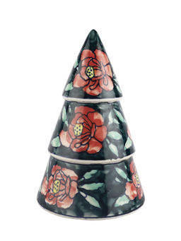 VarEesha - Hand Made Red Roses Ceramic Christmas Tree Decorative Green
