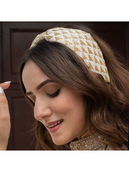 Hair Drama Co. - Selene Knotted Hair Band - White & Gold