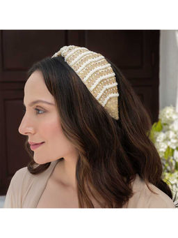 Hair Drama Co. - Irina Knotted Hair Band - White & Gold