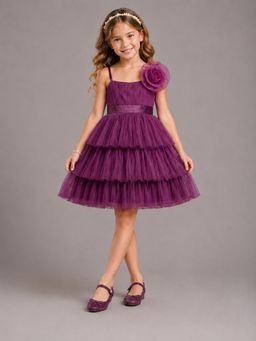 The Little Tales - Wine Net Layered Dress