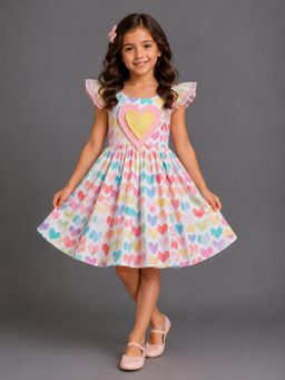 The Little Tales - Multi-coloured Heart Print Dress