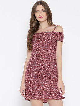 Sera - Red Floral Print Mini Dress