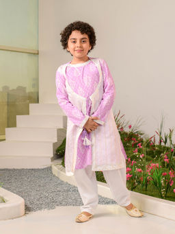 PSPeaches - Purple White Kurta Pyjama (Set of 2)