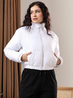KOTTY - Womens Solid Trendy Latest Stylish Fashion Puffer Jacket - White