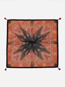 Ritu Kumar - Black & Burgundy Color Pankh Jamawar Printed Scarf