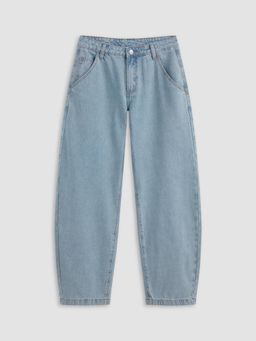 Cider - Sky Blue Denim Low Rise Solid Pocket Barrel Leg Jeans