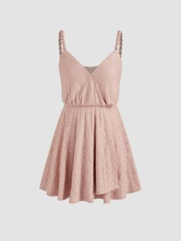 Cider - Pink Sequin Braid Detail Mini Dress