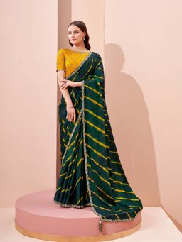 Odette - Designer Bandhani Inspired Saree with Unstitched Blouse