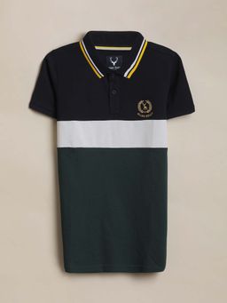 Allen Solly - Boys Green regular Colorblock Polo Neck T-shirt