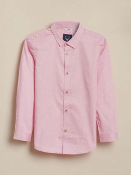 Allen Solly - Boys Pink Slim Fit Print Casual Shirt