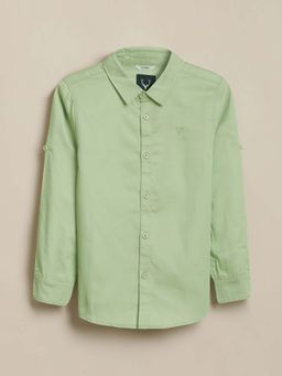 Allen Solly - Boys Green Slim Solid Casual Shirt
