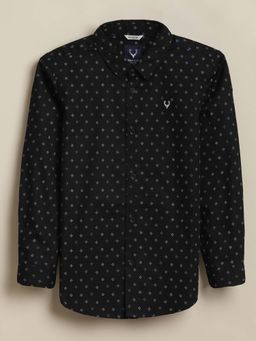 Allen Solly - Boys Black Slim Fit Print Casual Shirt