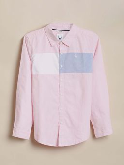 Allen Solly - Boys Pink Slim Fit Colorblock Casual Shirt