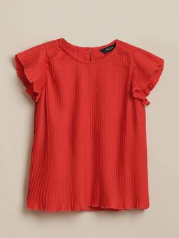 Allen Solly - Girls Red Solid Casual Top