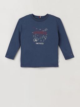 Tommy Hilfiger - Boys Logo Regular-Fit Cotton T-Shirt Blue